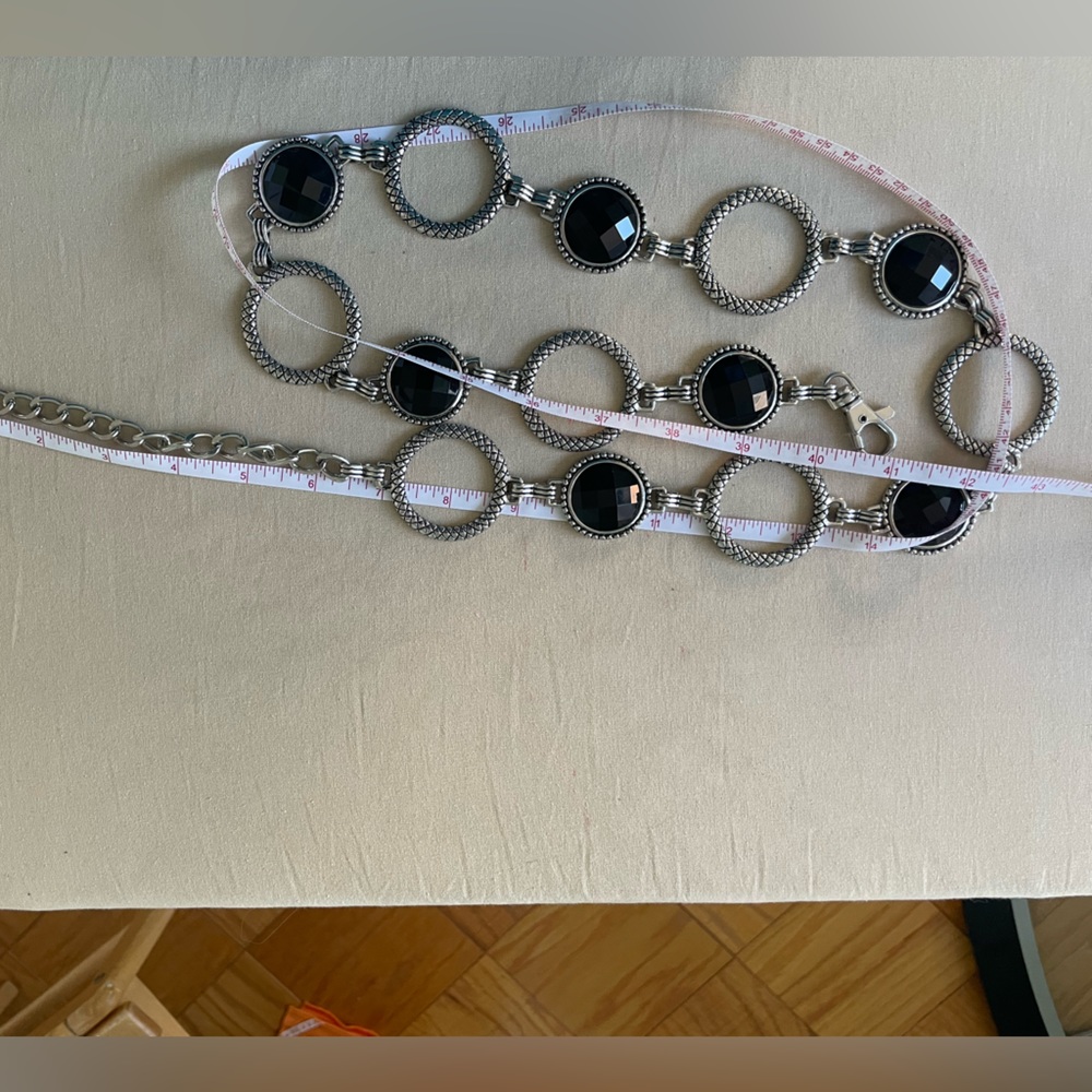 Silver and black Festival chain / festival belt - Picture 6 of 13